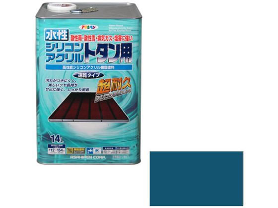 【お取り寄せ】アサヒペン 水溶性シリコンアクリルトタン用 14L 大海原青み 絵の具 ペンキ塗り 息抜き 室内装飾 土木 組み立てる原材料