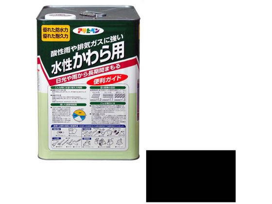 【お取り寄せ】アサヒペン 水溶性かわら用 14L スレート黒いこと 絵の具 ペンキ塗り 息抜き 室内装飾 土木 組み立てる原材料