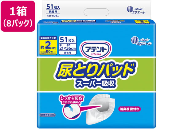 【お取り寄せ】大王製紙 アテント尿とりパッドスーパー吸収男性用51枚×8パック|JET PRICE