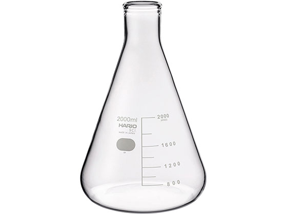 【お取り寄せ】HARIO 三角形瓶(判定基準目盛付き添い人)2000mL 瓶 瑠璃入れもの 測量器
