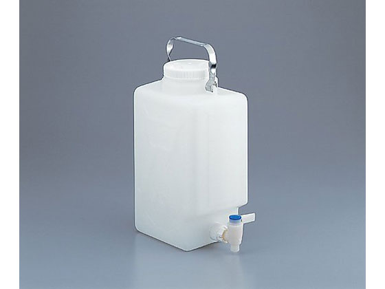 【お取り寄せ】TSNa フッ素産業水道の栓付角型瓶 20L 2327-0050 ポリ貯蔵タンク 平べったい缶 バッグインコンテナ 脂容れもの 称量器