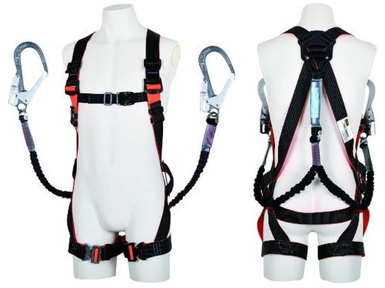 【お取り寄せ】TRUSCO フルハーネス 伸縮性ランヤード2本セット サイズM TFHWR-M 墜落制止用器具 安全保護具 作業