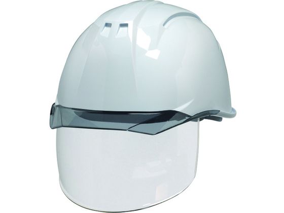 【お取り寄せ】DIC 透明バイザーヘルメット シールド面付 白/スモーク ヘルメット 安全保護具 作業