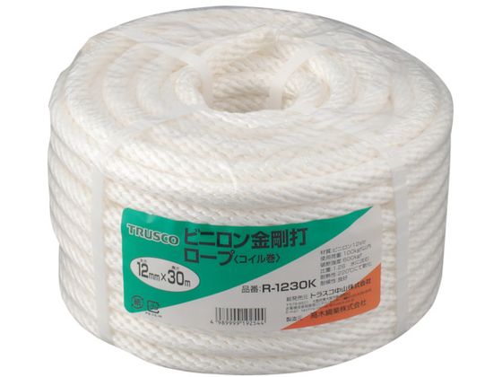 【お取り寄せ】TRUSCO ビニロンロープ 金剛打 線径12mm×長さ30m R-1230K ビニロンロープ 荷造り紐 梱包