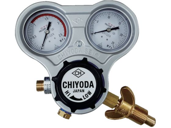 【お取り寄せ】千代田 酸素用調整器スタウト (関西式) 乾式安全器内蔵型 溶接ガスホース 調整器 カプラ 溶接 潤滑 接着 補修