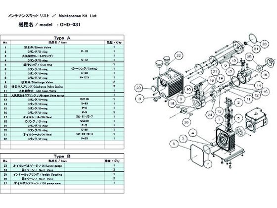【お取り寄せ】ULVAC GHD-031用メンテナンスキットB GHD-031 MAINTENANCEKIT B 真空ポンプ関連商品 吸気管 排気管等 ポンプ 加圧 減圧装置類 実験室用備品