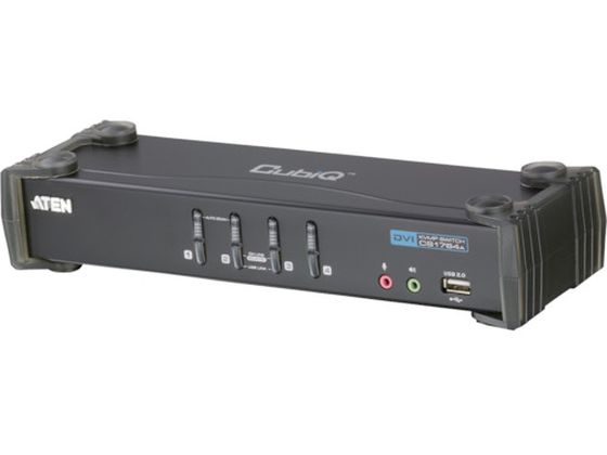 【お取り寄せ】ATEN KVMPスイッチ 4ポート／DVI／USB2.0ハブ搭載 CS1764A 切替機 分配器 ＰＣ周辺機器 パソコン 家電