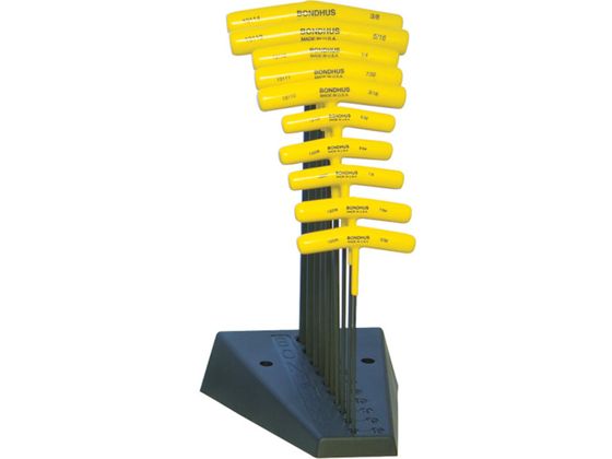 【お取り寄せ】ボンダス ボールポイント六角T-ハンドル インチ セット10本組(3／32-3／8+スタンド) BTX10 S 六角棒レンチ ドライバー 作業用品 工具