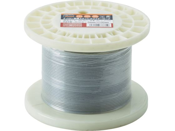 【お取り寄せ】TRUSCO ステンレスワイヤロープ ナイロン被覆 1.5(2.0)mm×10 チェーン ワイヤー 接合金物 土木 建築資材