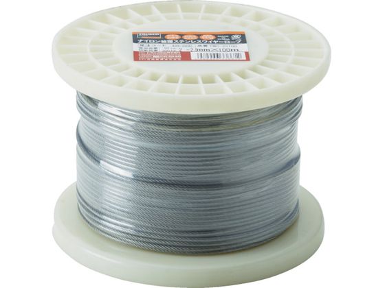 【お取り寄せ】TRUSCO ステンレスワイヤロープ ナイロン被覆 2.0(2.5)mm×10 チェーン ワイヤー 接合金物 土木 建築資材