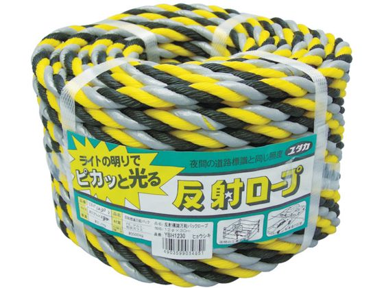 【お取り寄せ】ユタカメイク ロープ 反射標識万能パックロープ 12×30m ヒョウシキ トラロープ 荷造り紐 梱包
