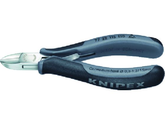 【お取り寄せ】KNIPEX ESD細しい用ニッパー 115粍 7722-115ESD はさみ プライヤー ペンチ 御役目属具 物の具 ニッパー-手動工具-切断工具