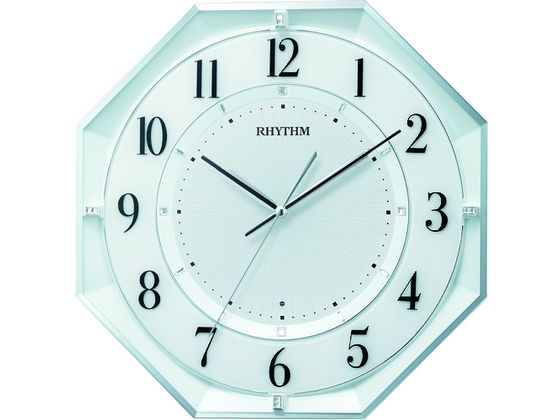 RHYTHM 電波 掛時計 連続秒針 白 317×317×50.3