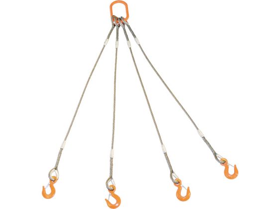 【お取り寄せ】TRUSCO 4本吊りWスリング フック付き 12mm×3m GRE-4P-12S3 ワイヤー スリング 吊具 バランサー 物流 作業|JET PRICE