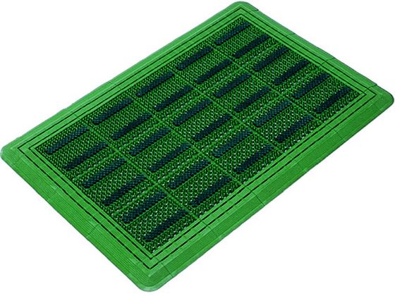 【お取り寄せ】エバック 屋外マット ブラシハードマットYL #3縁有 450mm×750mm 緑 屋外用 玄関マット エントランス インフォメーション オフィス家具