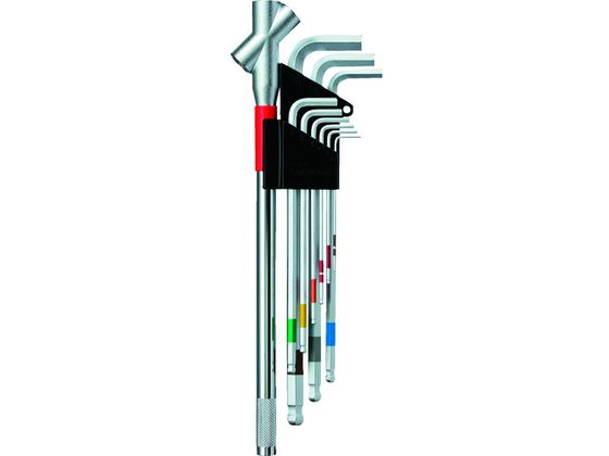 【お取り寄せ】ワイズ スーパーボールレンチセット ロング 9本セット トリプルハンドル付 SBL-1000 六角棒レンチ ドライバー 作業用品 工具