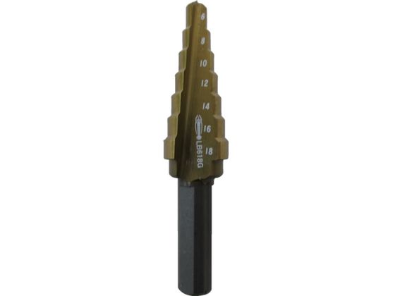 【お取り寄せ】エビ ステージドリル Tinコーティング 7段 軸径10mm 6-18 LB618G 穴あけ工具 ドリル 切削工具 作業用品 工具