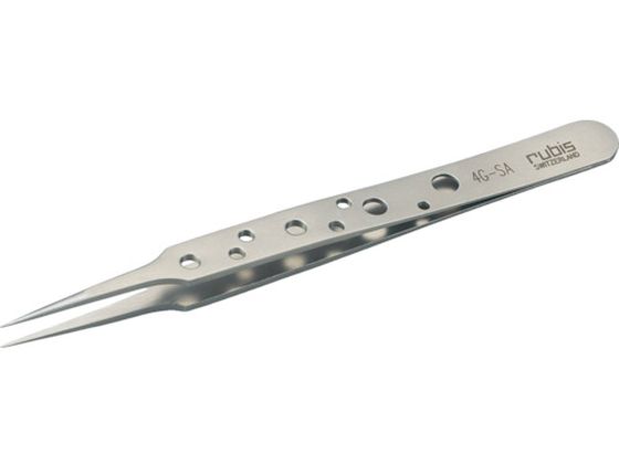 TRUSCO 耐酸耐磁ルビスピンセット スイストゥィーズ型 110mm 先細超