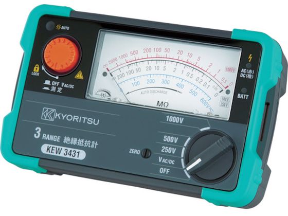 【お取り寄せ】KYORITSU 3432 3レンジアナログ絶縁抵抗計 KEW3432 電気測定 測定 作業