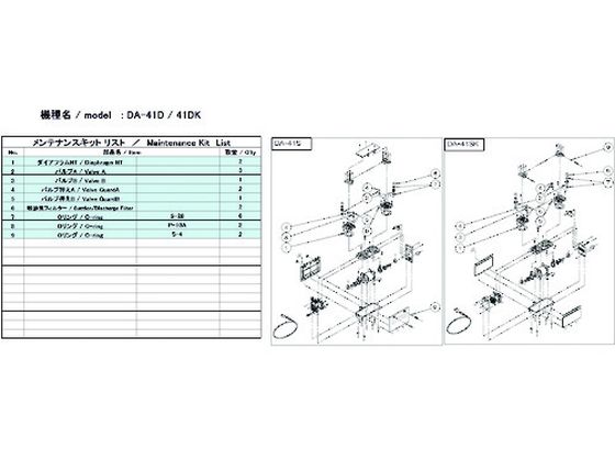 【お取り寄せ】ULVAC DA-41D／41DK用メンテナンスキット DA-41D 41DK MAINTENANCEKIT 真空ポンプ関連商品 吸気管 排気管等 ポンプ 加圧 減圧装置類 実験室用備品
