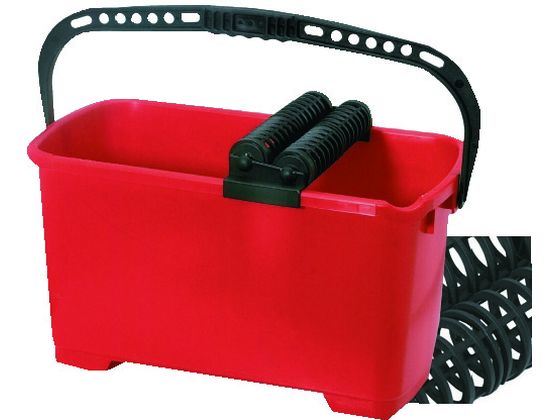 【お取り寄せ】K H 床洗浄バケツセット OPTIMUM 22L 赤 すすぎローラー付 スポンジタワシ クリーンナップ キッチン消耗品