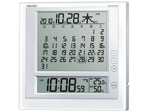 【お取り寄せ】SEIKO マンスリーカレンダー機能付 電波掛置兼用時計 白 SQ422W 置き時計 時計