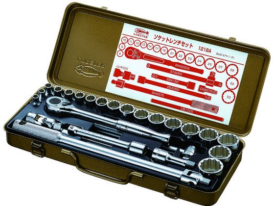 【お取り寄せ】エビ ソケットレンチセット 差込角12.7mm 12角 1218A ソケット ソケットレンチ 作業用品 工具｜JET PRICE