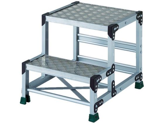 【お取り寄せ】TRUSCO アルミ合金製作業台 縞鋼板 2段 500×400 TSFC-255 踏み台 据え置き型 はしご 作業