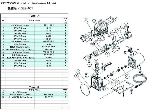 【お取り寄せ】ULVAC GLS-051用メンテナンスキットA GLS-051 MAINTENANCEKIT A 真空ポンプ関連商品 吸気管 排気管等 ポンプ 加圧 減圧装置類 実験室用備品