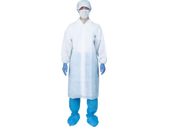 【お取り寄せ】アイテックス 不織布白衣(マジックタイプ) LL (50着入) AFWM-LL 防護服 保護服 特殊服 作業服 安全保護具 作業