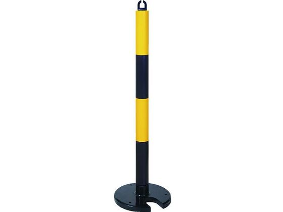 【お取り寄せ】やわらかPUポール 黄・黒 88cm アンカー穴10mm付 屋内外型 道路 現場 安全 作業