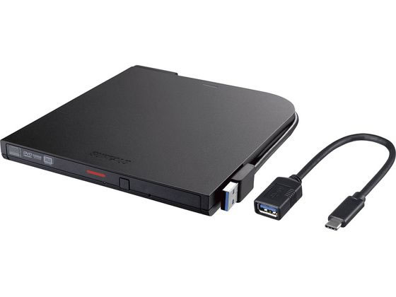 バッファロー ポータブルDVDドライブ ブラック DVSM-PTCV8U3BKB ディスクドライブ 外付けドライブ ＵＳＢメモリ パソコン 家電