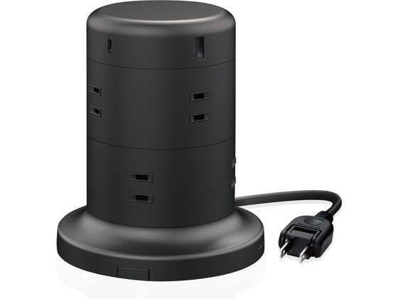 【お取り寄せ】エレコム 電源タップ タワー型 8個口 2m ECT-2120BK コード付き電源タップ２ピン 電源タップ ＯＡタップ 配線パーツ 家電