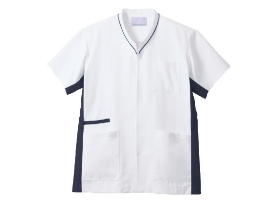 【お取り寄せ】住商モンブラン スクラブ 兼用 半袖 白 Mネイビー MS001-0183-L スクラブ 医療服 ユニフォーム