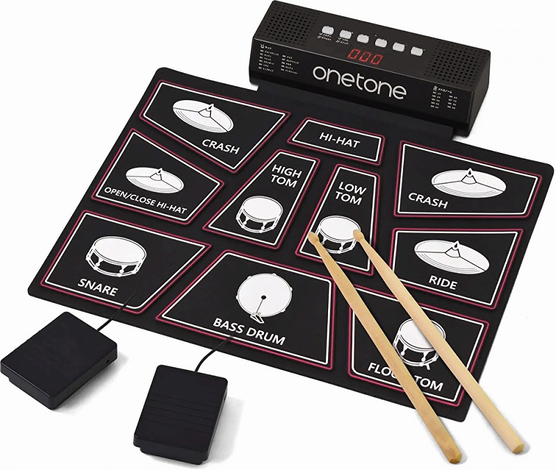 好きに Onetone Otrd 01 ロールドラムセット ワントーン 電子ドラム ドラムセット スピーカー内蔵 充電式 Zseo Tarman Pl