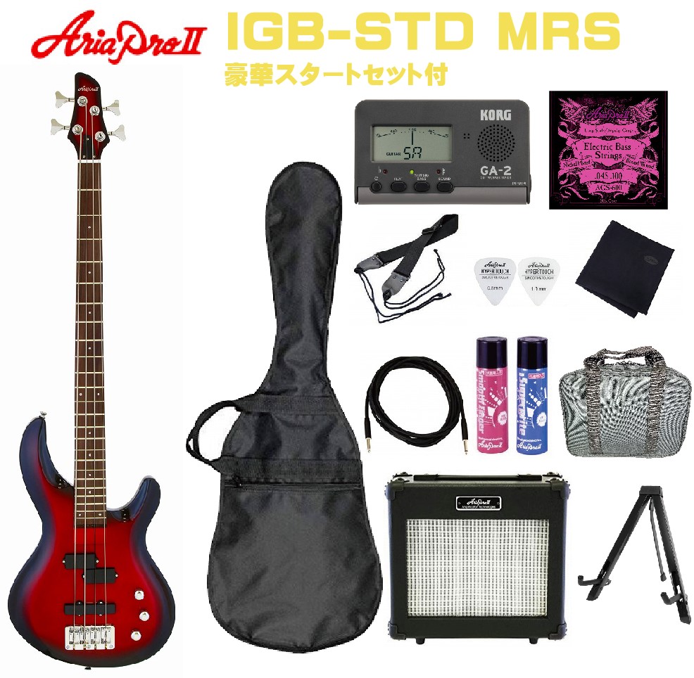AriaproII IGB-STD MRS Metallic Red Shade SET アリアプロ2 エレキベース メタリックレッドシェード セット【Stage- Bass SET】｜京都 JEUGIA（ジュージヤ 楽器）