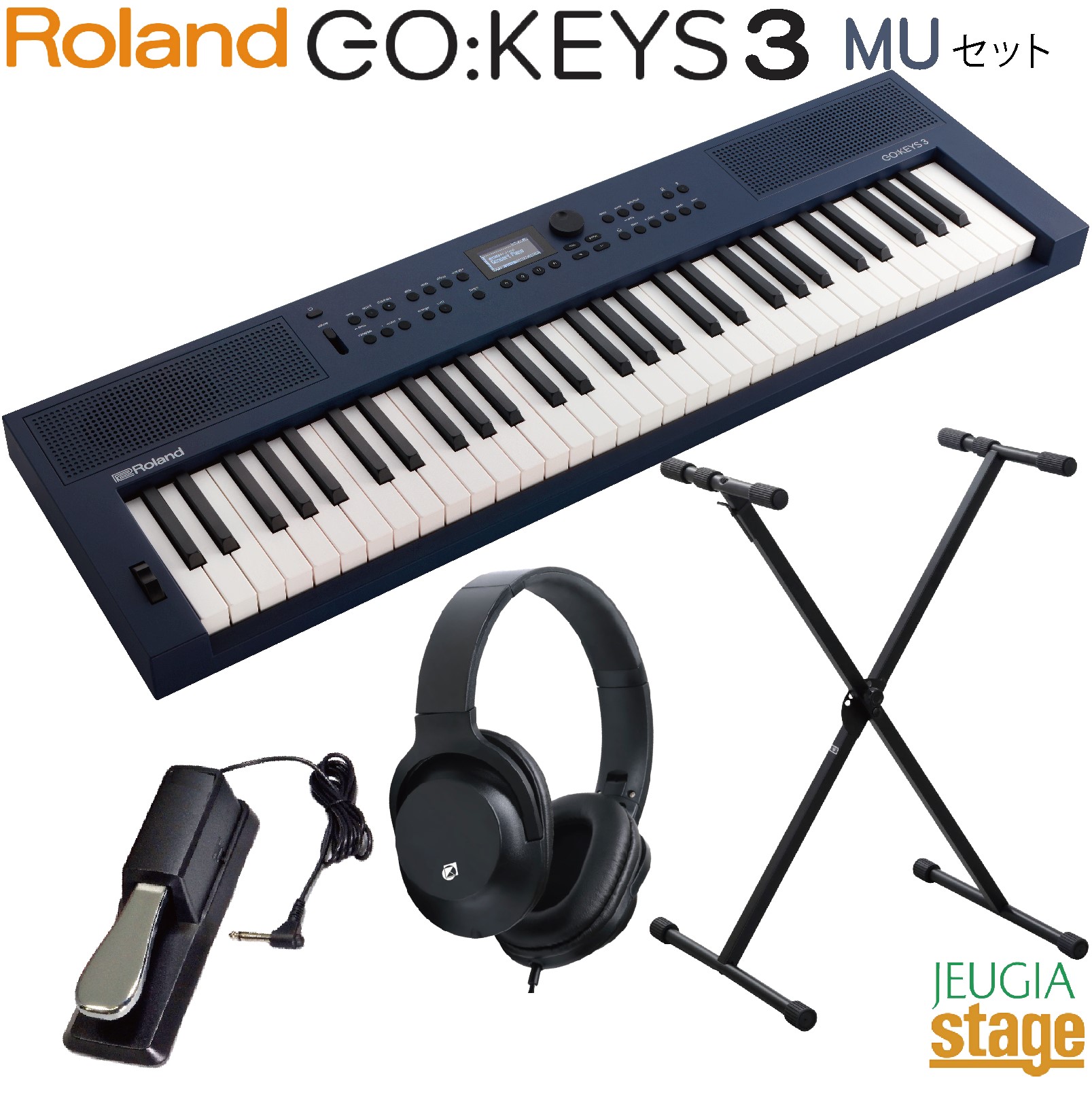 【楽天市場】Roland GOKEYS 3 MU(ミッドナイトブルー) 【スタンド・ヘッドホン・ダンパーペダル付き】Music