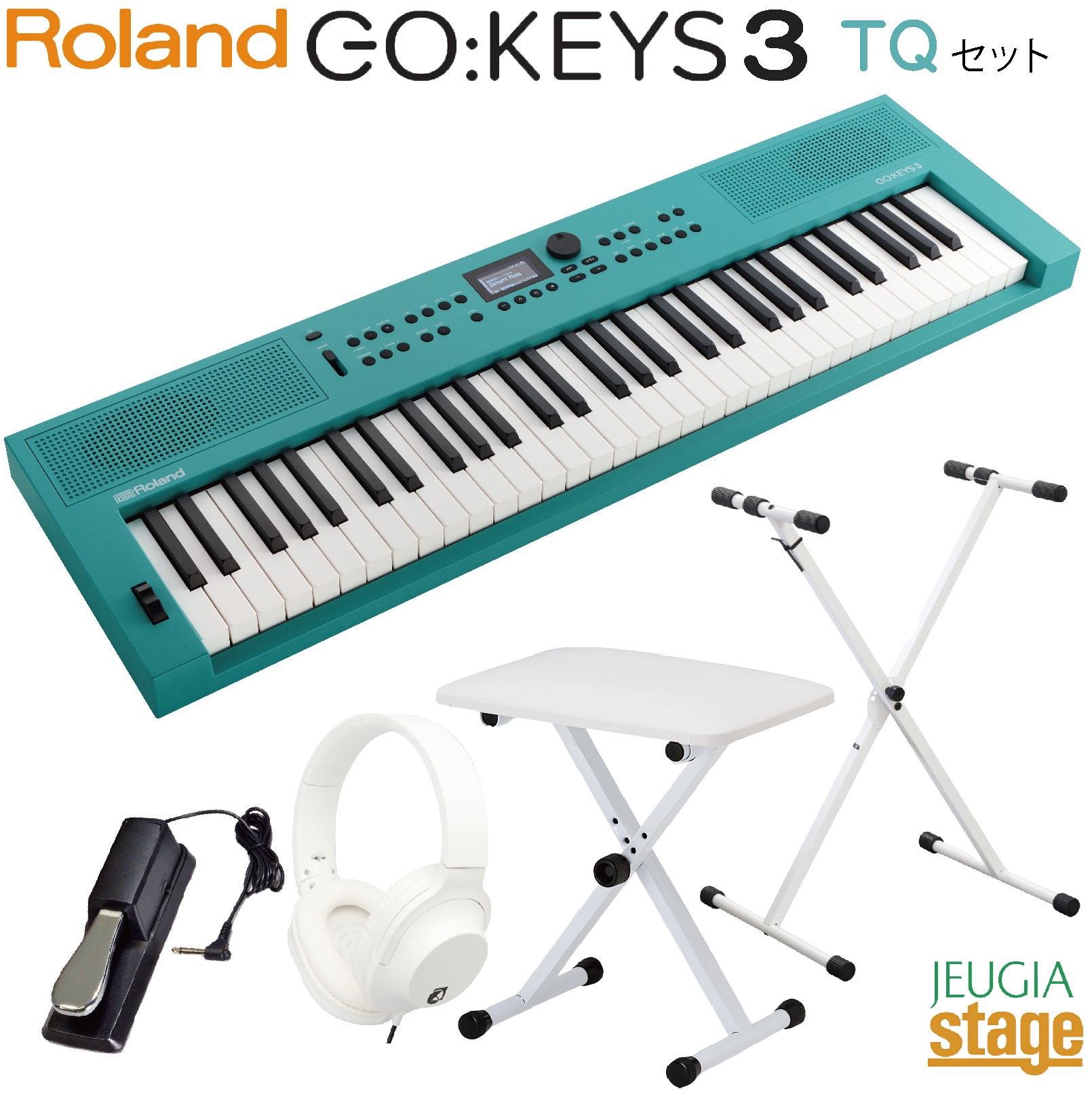 Roland GO:KEYS 3 TQ(ターコイズ) 【スタンド・イス・ヘッドホン・ダンパーペダル付き】Music Creation Keyboard ローランド デジタル キーボード 61鍵盤 【Stage- Keyboard SET】 【Stage- Synthesizer】GOKEYS3 青緑 35,035円