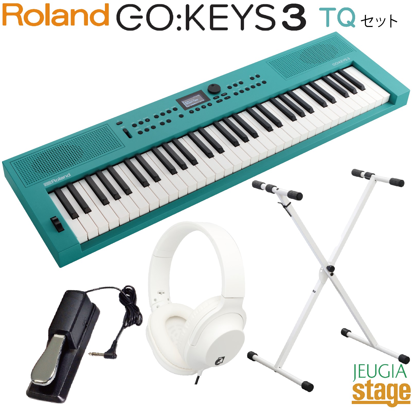 【楽天市場】Roland GOKEYS 3 TQ(ターコイズ) 【スタンド・ヘッドホン・ダンパーペダル付き】Music Creation