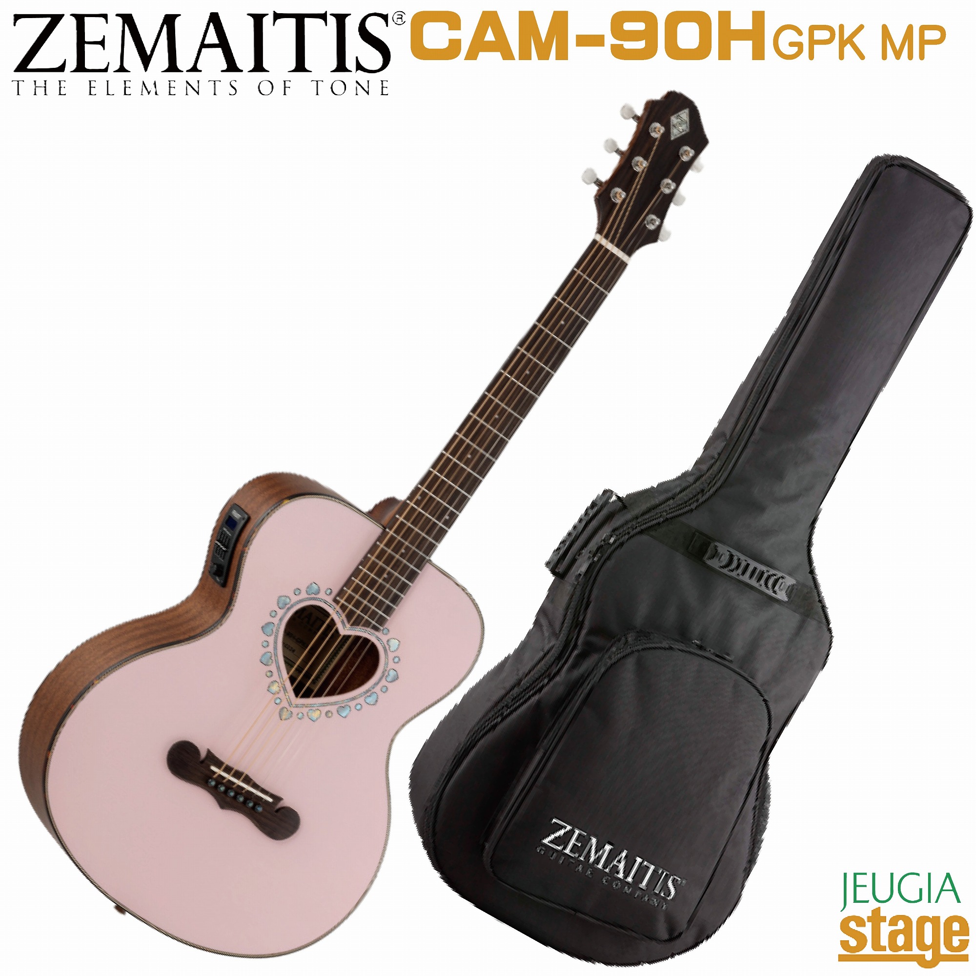 ZEMAITIS CAM-90H GPK MP(Gloss Pink Mather of Pearl) SMALL BODY(MINI) ゼマイティス グロスピンク マザーオブパール ロゼッタ スモールボディ(ミニ) エレクトリックアコースティックギター【Stage- Guitar】ゼマティス エレアコ アコギ 桃｜京都 JEUGIA（ジュージヤ 楽器）