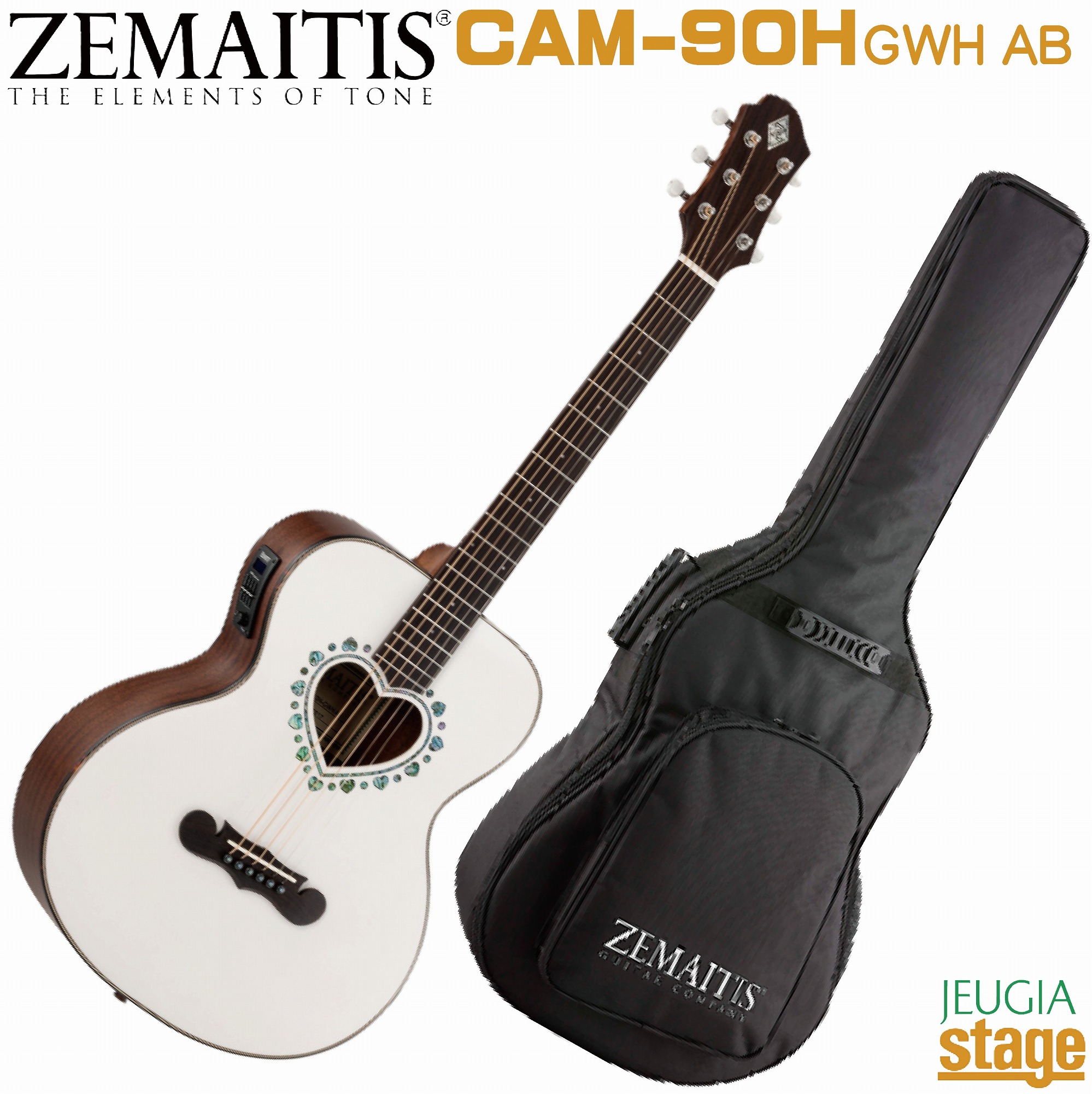 ZEMAITIS CAM-90H GHW AB(Gloss White Abalon ) SMALL BODY(MINI) ゼマイティス グロスホワイト アバロン ロゼッタ スモールボディ(ミニ) エレクトリックアコースティックギター 【Stage- Guitar】ゼマティス エレアコ アコギ 白 44,220円