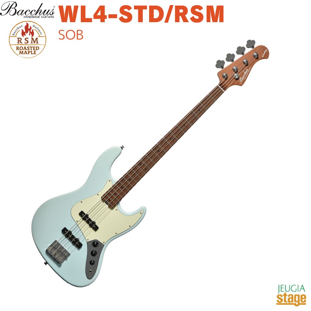 Bacchus WL4-STD/RSM SOB(Sonic Blue) バッカス エレキベース ローステッドメイプル ソニックブルー 【Stage- Bass】ジャズベース ジャズべ 青 水色