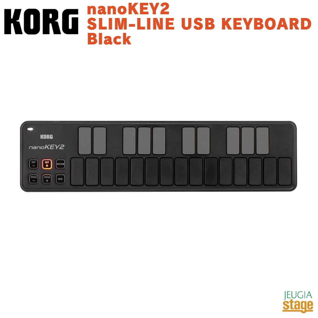KORG nanoKEY2 SLIM-LINE USB KEYBOARD Black コルグ USB キーボード 黒 ブラック 【Stage- Keyboard】 【Stage- Desk Top Music】