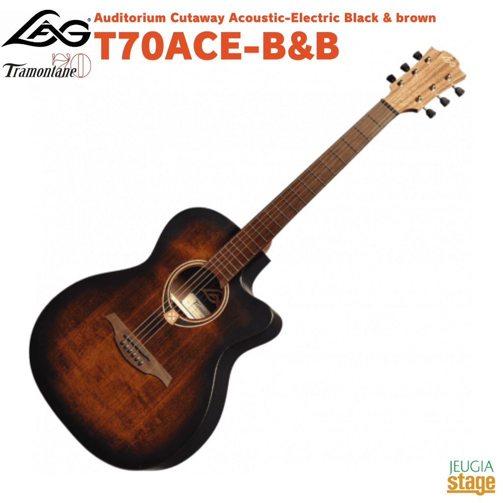 楽天市場】LAG Guitars T70ACE Black & brown【スペア弦付き】【送料