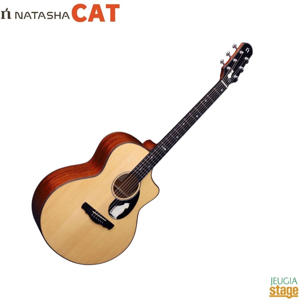 NATASHA CAT Solid Sitka Spruce Top, Mahogany Back& Side ナターシャ キャット アコースティックギター ナチュラル 【Stage- Guitar】 アコギ 猫 ねこ ネコ