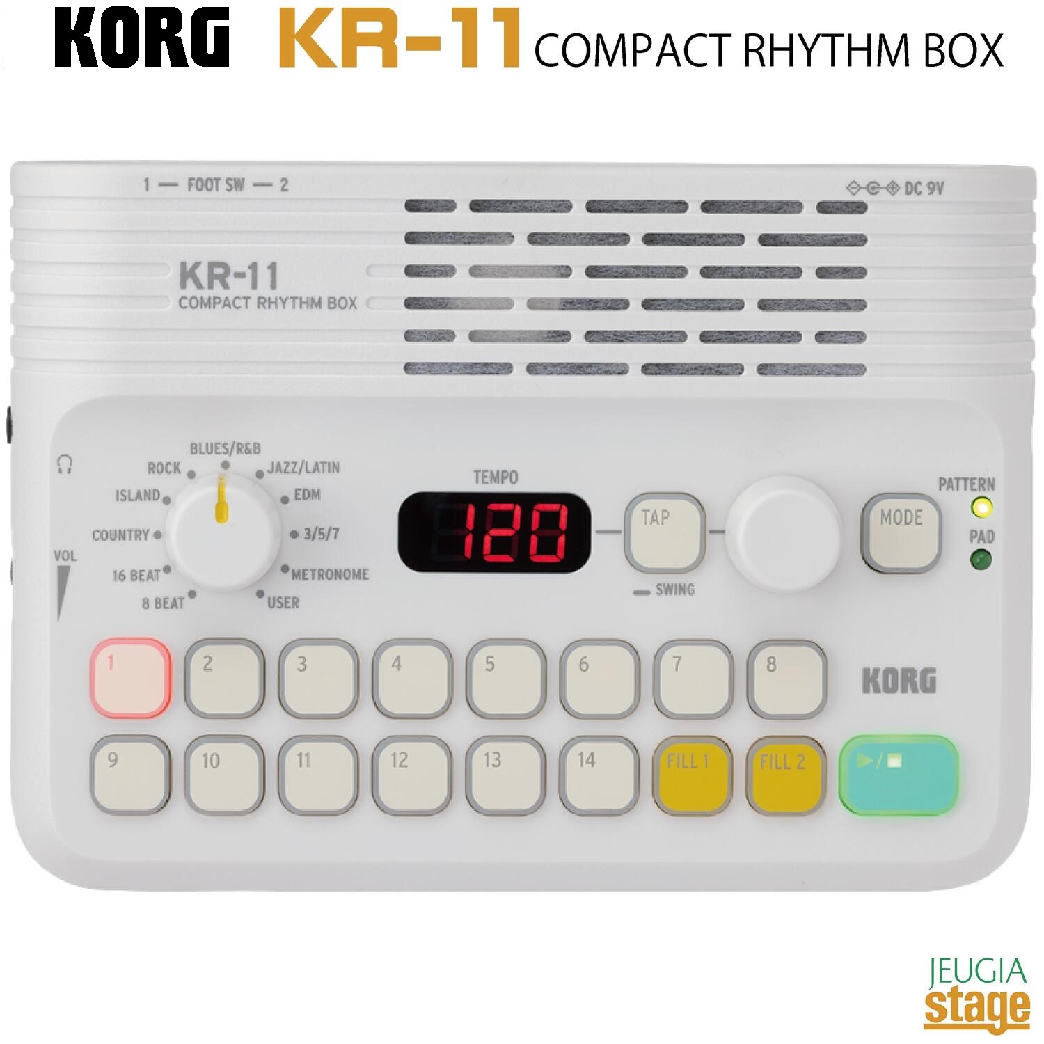 KORG KR-11 Compact Rhythm Boxコルグ コンパクト リズム ボックス【Stage- Drum Accessory】リズムマシーン ドラムマシーン メトロノーム｜京都 JEUGIA（ジュージヤ 楽器）