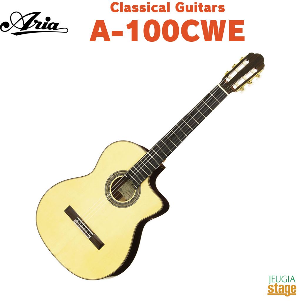 ARIA A-100CWE Classical Guitars Basic (Electric Cutaway) アリア クラシックギター ベーシックシリーズ エレガット カッタウェイ 【Stage- Guitar】 ガットギター フィッシュマン プリアンプ EQ搭載