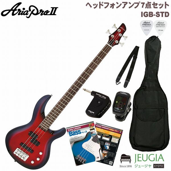 AriaProII IGB-STD MRS Metallic Red Shade SET アリアプロ2 アリア エレキベース ベース メタリック レッド シェイド セット【ヘッドホンアンプ】【初心者セット】｜京都 JEUGIA（ジュージヤ 楽器）