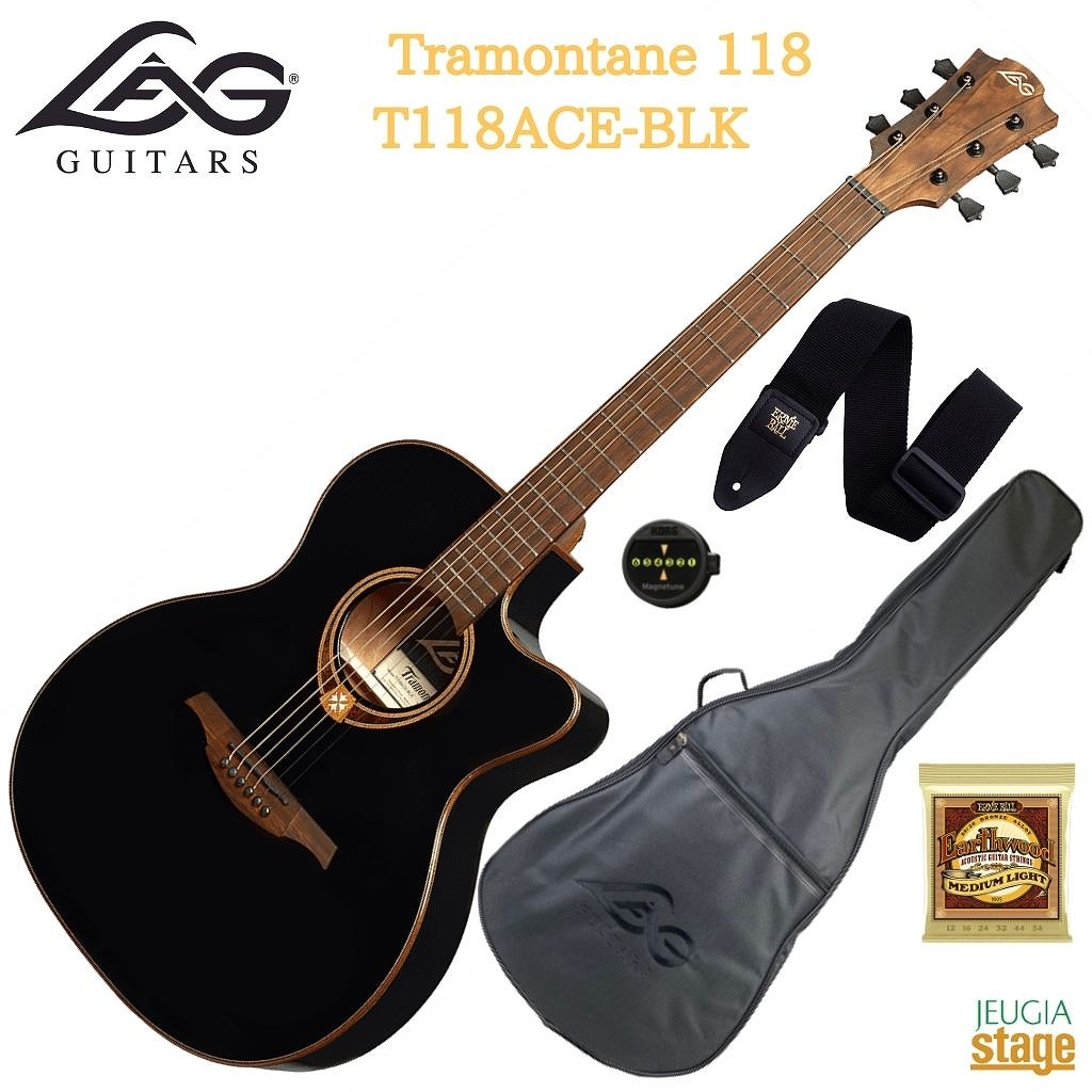 LAG GUITARS Tramontane 118 T118ACE-BLK ラグ アコースティック 【Stage- Guitar SET】ギター アコギ フォークギター エレアコ