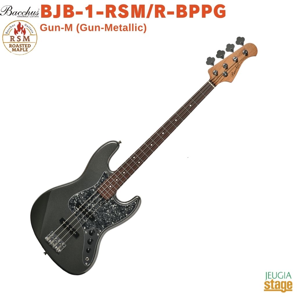 Bacchus BJB-1-RSM/R-BPPG Gun-M (Gun-Metallic)Universe Seriesバッカス エレキベース ユニバースシリーズ ローステッドメイプル ブラックパールピックガード ガンメタリック【Stage- Bass】黒 Black Pearl ジャズベース ジャズべ|京都 JEUGIA(ジュージヤ 楽器)